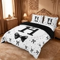 thumbnail image 2 of meiyoeat Cute Coquette Bow Bedding For Kids,Black Ribbon Bowtie Initial Letter H Duvet Cover Full,Black Reversible,3-Piece(No Comforter), 2 of 6