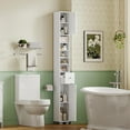 thumbnail image 4 of Narrow Bathroom Storage Cabinet with 5 Adjustable Shelves & Drawer, Freestanding Cupboard for Small Spaces, White, 4 of 6