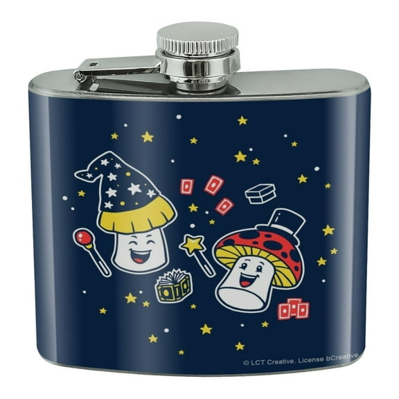 Magic Mushrooms Funny Humor Stainless Steel 5oz Hip Drink Kidney Flask