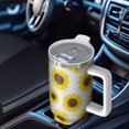thumbnail image 4 of 1pc Sunflower 40oz Tumbler with Straw & Handle - Insulated Stainless Steel Cup | Holiday Gift for Man Women (Christmas, Valentine's, Birthday), 4 of 5