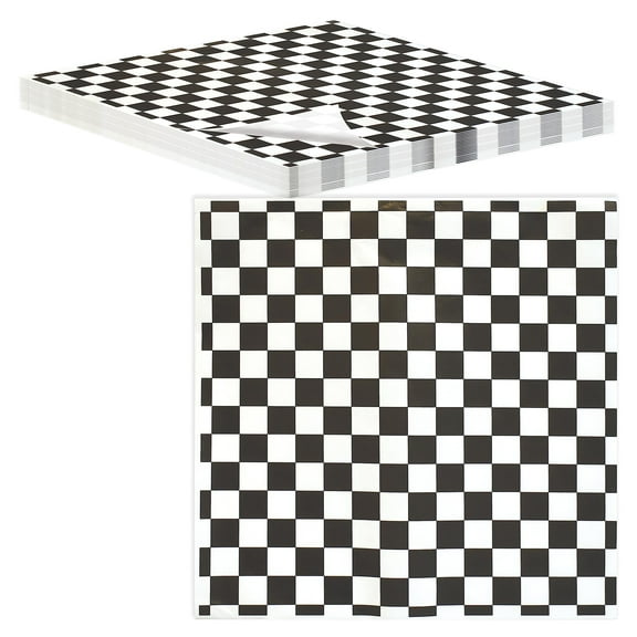 Extra Large Checkered Deli Dry Wax Paper Sheets, 15 x 15 inch, Greaseproof Deli Wrap for Foodservice, Food Basket Liners, Disposable Grease Proof Liners, by Better Kitchen Products (300 Pack)