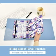 2 Pack Pencil Pouch for 3 Ring Binder Zipper Pencil Case Butterflies Purple Clear Window Pencil Bag Organizers