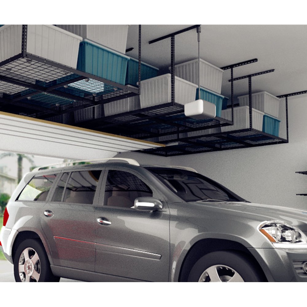 FLEXIMOUNTS 4x8 Heavy Duty Overhead Garage Adjustable Ceiling Storage Rack, 96" Length x 48
