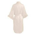 thumbnail image 4 of Womans Robe Silk Night Gown Feather Trim Light Cozy Robes for Women Valentines Day Ladies Robes, 4 of 5