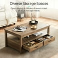 thumbnail image 3 of LINSY HOME Coffee Table with Storage Drawers, Wooden Farmhouse TV Stand Center Table for Living Room, Brown, 3 of 8