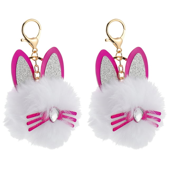 EeaseCA 2Pcs Cat Ear Key Chain Key Ring Pendant Car Bag Ornament Creative Keychain