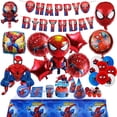 thumbnail image 2 of Decoraciones para fiestas de cumpleaños de Spiderman, globos, vajilla desechable, globos de aluminio con forma de araña en 3D, suministros para fiestas, platos y servilletas, 2 of 5