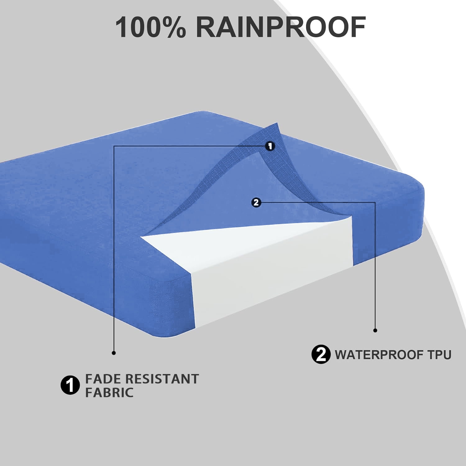 Outdoor Seat Cushions for Patio Furniture Set of 24x24 Inch for Waterproof Replacement Cushions with Removable Cover for Chair Yard Garden Deck,CobaltBlue
