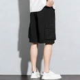 thumbnail image 6 of Besolor Cargo Shorts for Men Drawstring Elastic Waisted Wide Leg Lightweight Thin Quick Dry Workout Hiking Shorts with Multi-pocket(XX-Large,Black), 6 of 7