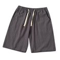 thumbnail image 4 of Pantalones Cortos de Cintura Elástica de Tamaño Adicional 5/4 Longitud Pantalones de Surf de Playa Casuales Pantalones Cortos Deportivos de Poliéster con Bolsillos, Pantalones de Verano de Color Sólid, 4 of 5
