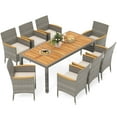 thumbnail image 2 of Costway 9 PCS Patio Dining Set for 8 Table and PE Rattan Chairs with 2" Umbrella Hole White, 2 of 10