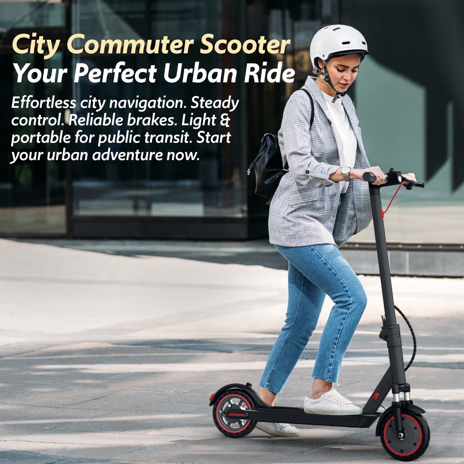Electric Scooter for Adults, Up to 23 Miles & 22 MPH, 550W Motor, Front Suspension, Built-in Side Lights