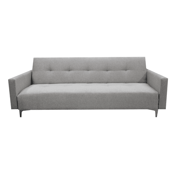 Sofá Cama Reclinable Paris Lino Plata, Brazos separados, Futon 3 Posiciones EL BAZAR STORE Moderno abotonado