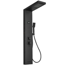 4-Jet Rainfall Shower Panel System with Rainfall Waterfall Shower Head and Shower Wand With LED Light in Stainless Steel