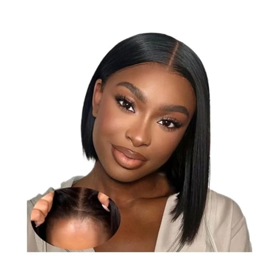 Straight Wig Human Hair 4×4 Lace Front Short T part Bob Wig for Women Indian Hair