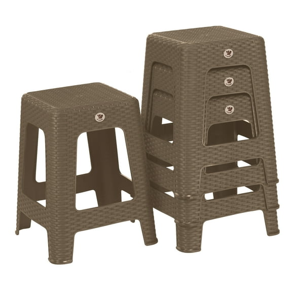 Kit 4 Bancos Cuadrado Para Exterior E Interior (Gris Calido)