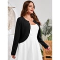 thumbnail image 4 of SHOWMALL Women's Plus Size Open Front Cropped Cardigan Black 2X Lightweight Long Sleeve Bolero Shrug for Dresses, 4 of 8