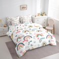thumbnail image 3 of jejeloiu Multicolor Cute Rainbow 7-Piece Twin Bedding Sets,Kawaii Dogs Paws Bedding Comforter Set,Cartoon Lovea Pattern Sheet Sets For Teens,Luxury Bedroom Decor Reversible, 3 of 8