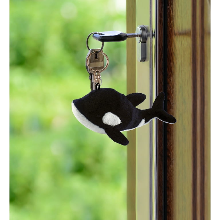Puzzled Killer Whale Plush Keychain Stuffed Animal Toy Soft Fur Ocean Life Animal Black Whale Charm Keyring Decorative Plush Toy Accessory Fun