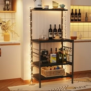 Behost Kitchen Bakers Rack Storage Shelf Microwave Cart Oven Stand Coffee Bar,Black