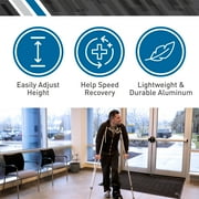 BodyMed Lightweight Aluminum Crutches Pair, Adult, Tall, 5' 10–6' 6 – Height Adjustable Crutches – Includes Padded Underarm Cushions, Hand Grips, Rubber Tips
