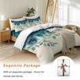 thumbnail image 7 of Peacock Feather Bedding Duvet Cover Set Full Size 4 Pieces Teal Blue Green Leaf Abstract Bedding Set with Zipper Closure, 1 Comforter Cover 86x86 Inches 1 Flat Sheet & 2 Pillow Cases, 7 of 7