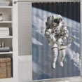thumbnail image 3 of Astronauts in Space Shower Curtain for Bathroom with 12Hooks, Polyester Fabric Thick Shower Curtain Washable Waterproof Curtain, 3 of 8