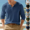 thumbnail image 2 of Fengactive Mens Casual Long Sleeve Winter Henley Shirts Fashion Pullover Button Basic Fall T-Shirts, 2 of 7
