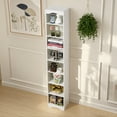 thumbnail image 2 of VECELO 71" Tall Narrow Bookcase, Slim Storage Cabinet with Adjustable Shelves, Corner Bookshelf, 8-Tier Cube Display Rack for Home Office, White, 2 of 5