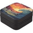 thumbnail image 2 of GZHJMY Surfer Riding Waves Compact Leather Jewelry Box - Mini Travel Jewelry Case Organizer & Holder for Girls, Women | Ideal for Necklace Bracelet Earrings Rings, 2 of 7
