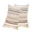 thumbnail image 1 of 2 Pcs Housse de Coussin Boho en Coton Tissé pour Ferme Beige, 1 of 8