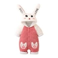 thumbnail image 1 of Diconna Infant Baby Fuzzy Bunny Costume Long Sleeve Hood Coat Button Down Warm Rabbit Romper, 1 of 4