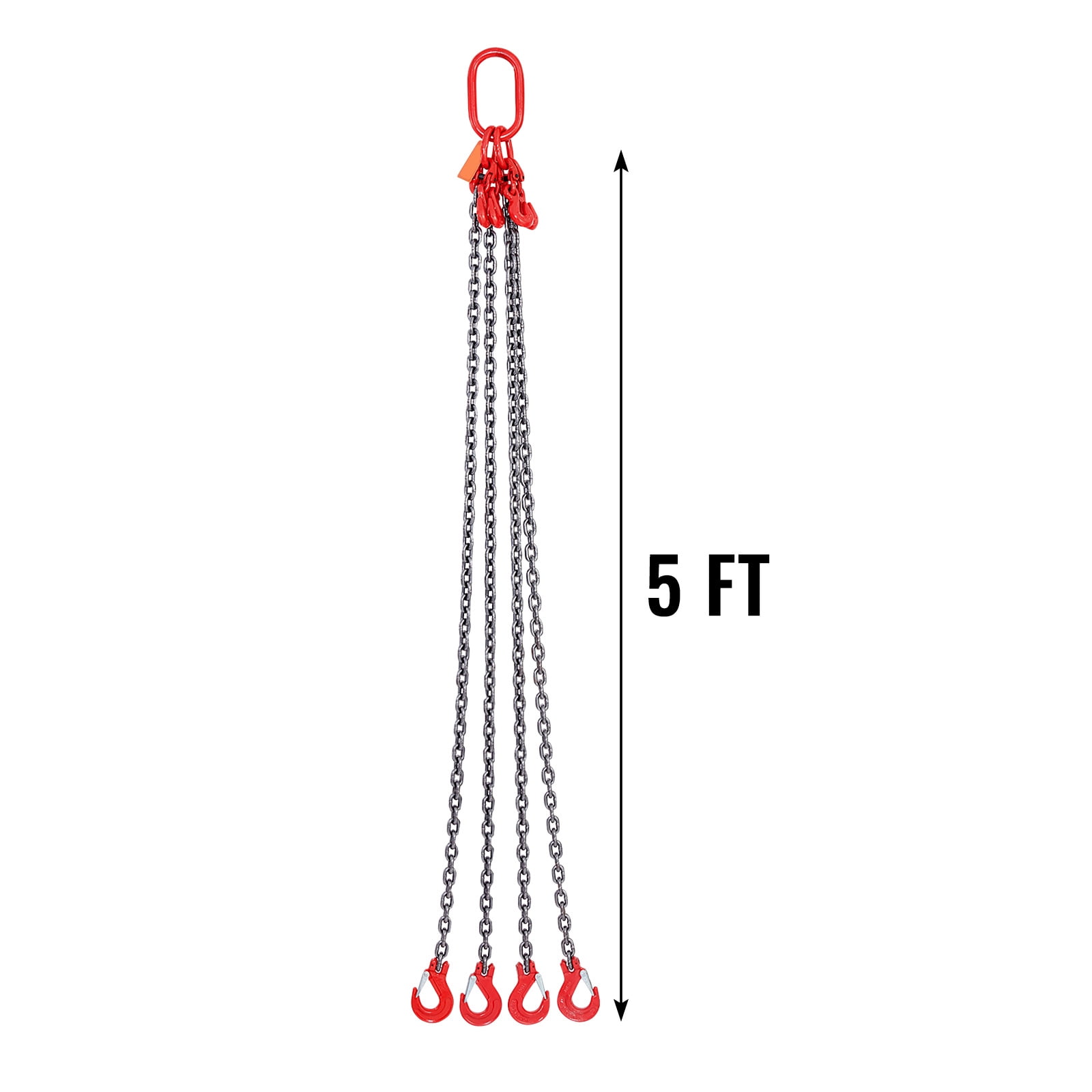 KFFKFF Chain Sling, 5/16 inch x 5 ft Lifting Chains with Hooks, G80 Engine Chain Hoist Lifts, 11000 lbs/5 Ton Lifting Sling Chains for Engine Hoist, Engine Lift Chain with 4 Leg Grab Hooks