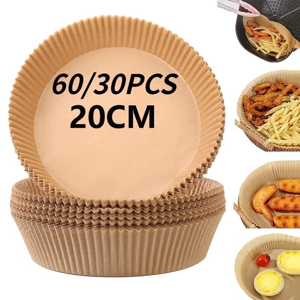 Papier spécial pour friteuse à air, résistant à l'huile, papier absorbant l'huile, plaque domestique, barbecue, four, cuisine, casserole, tampon airfryer, 60 pièces60PCS-20CM He Qiyong unisex