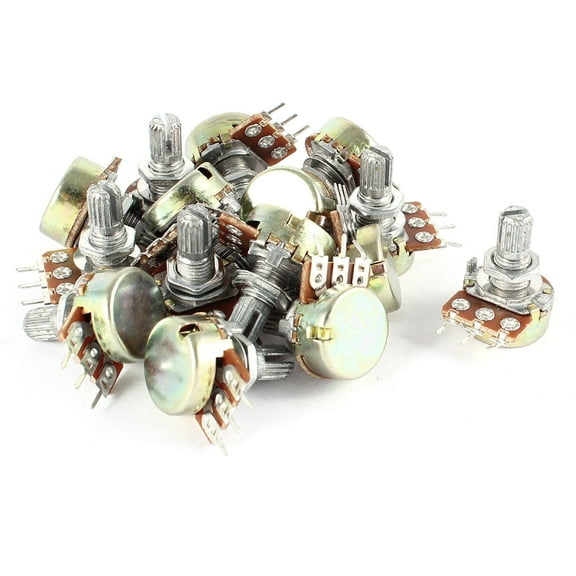 Unique Bargains 15 Pcs B50K 50K ohm Single Turn Knurled Shaft 3 Pin Terminal Taper Potentiometer