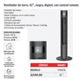 thumbnail image 4 of Ventilador de Torre 42" Digital IUSA con Control Remoto 3 Velocidades Negro, 4 of 4