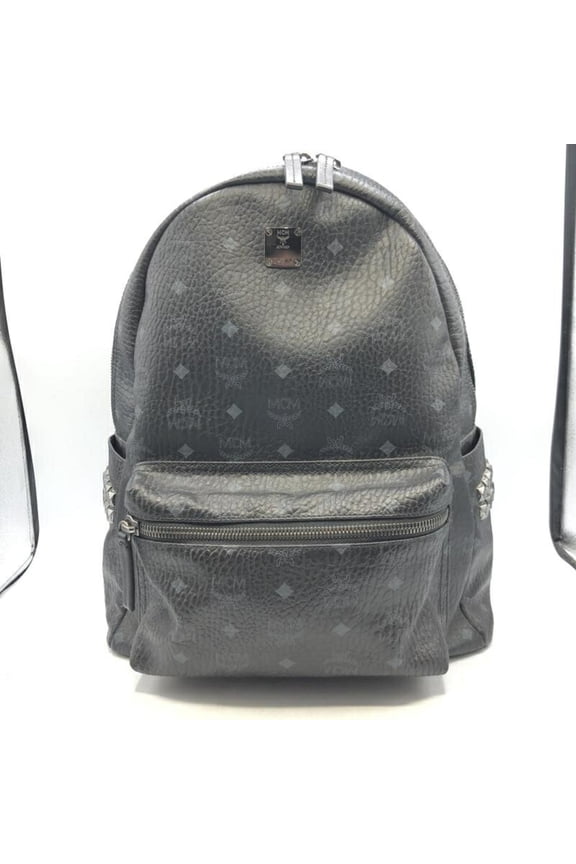 Pre-Owned MCM Stark Side Stud Backpack in Visetos, Size M, Black (MMK6SVE38BK001)