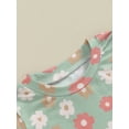 thumbnail image 6 of Suealasg 2Pcs Toddler Baby Girl Summer Clothes 6M 1T 2T 3T 4T Kids Girl Casual Beach Outfits Short Sleeve Floral Print T-Shirts Tops and Elastic Waist Shorts Set, 6 of 7