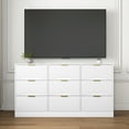 thumbnail image 4 of Oufan 9 Drawer Dresser, Wood Chest of Drawers with Wavy Patterns, Tower Clothes Organizer, Large Storage Cabinet for Living Room, Bedroom, Hallway, 4 of 9