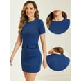 thumbnail image 2 of DARING DIVA Round Neck Short Sleeve Pencil Sheath Dress M Royal Blue, 2 of 6