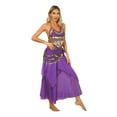 thumbnail image 6 of Zaldita Women's Belly Dance Dress Set Belly Crop Top and Dancing Skirt Hip Scarf 3-Piece Outfit Purple One Size, 6 of 7