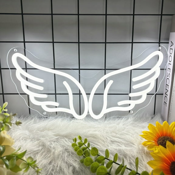 Wings Neon Sign for Wall Decor, Angel Wings Led Signs for Home Decor, Dimmable Neon Light Sign for Bedroom, Game Room, Living Room, Bar Decoration, USB Powered Light Up Neon Signs for Man Cave