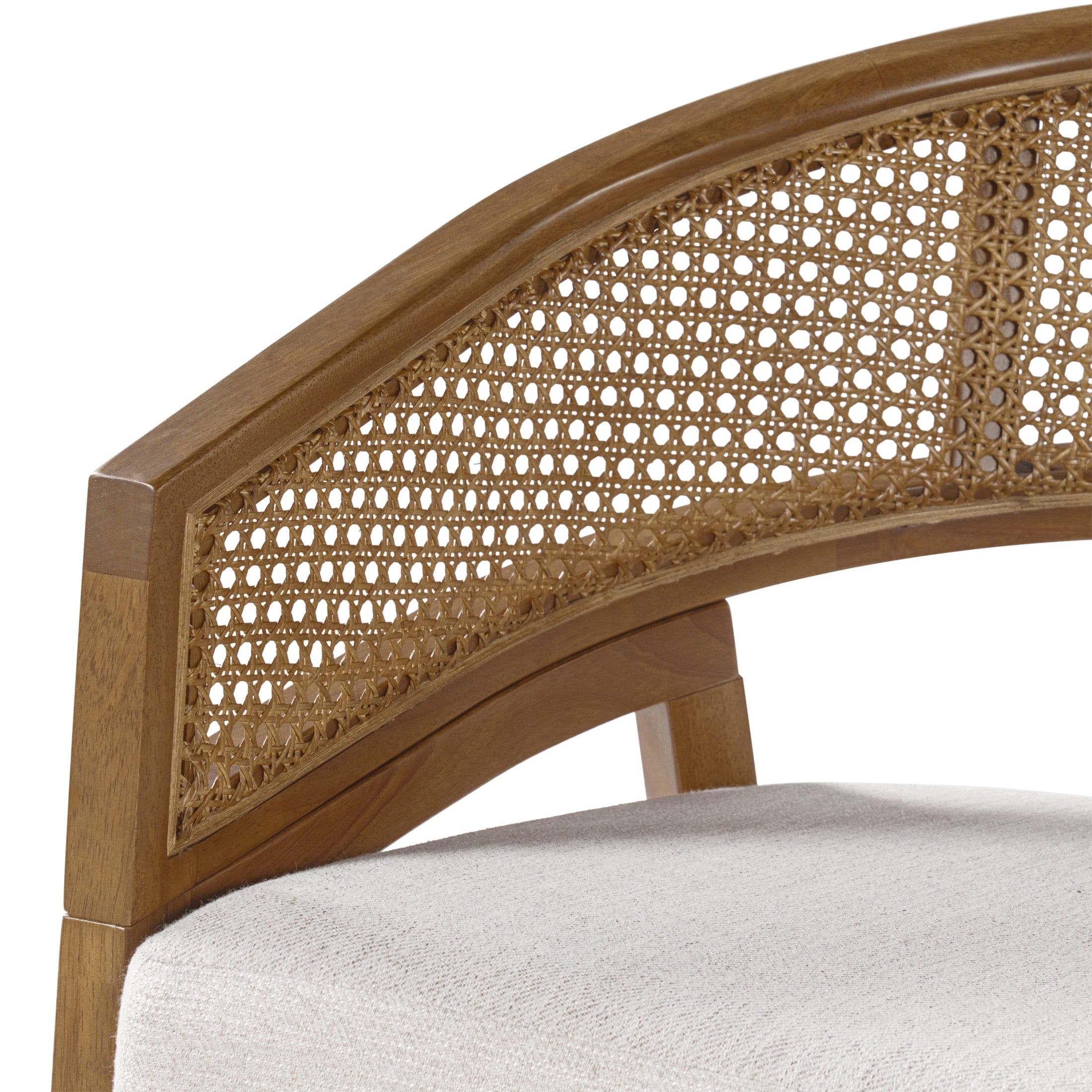 Christopher Knight Home Mid-Century Dining Chairs, Upholstered Seats, Rattan Cane Back, Walnut, Set of 2