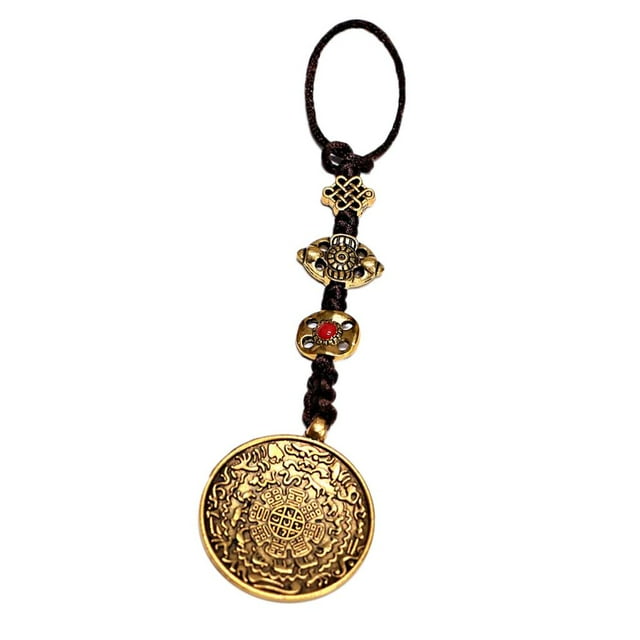 amulèto de budismo tibetano hecho , collar con colgante de amulèto en apariencia de ocho diagramas de cobre de , espalda , 3,3 cm perfke Decoración del interior del automóvil