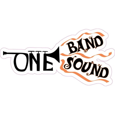 - 8in x 4in Orange Trumpet One Band One Sound Sticker Marching Music Decal