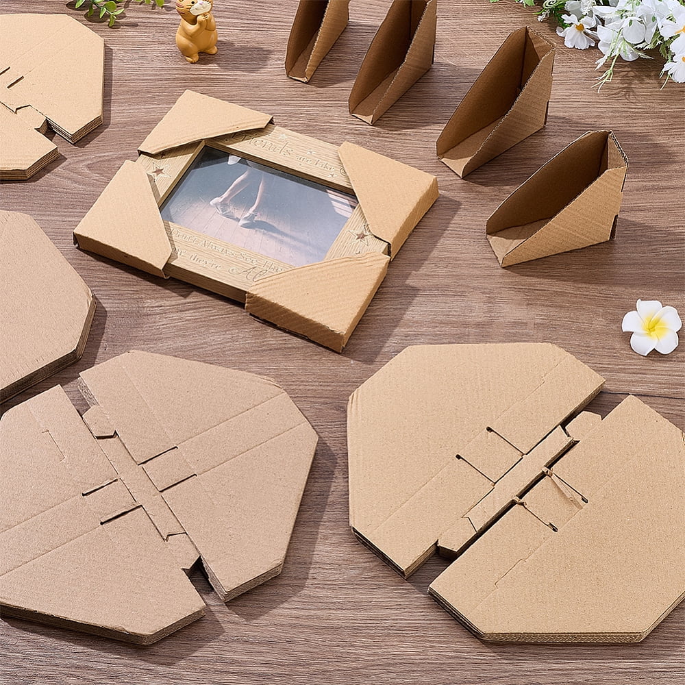 112Pcs 4 Styles Triangle Paper Picture Frame Corner Protectors Painting Artworks Corner Guards Goldenrod 117-140x181-215x1.7mm 28pcs/style