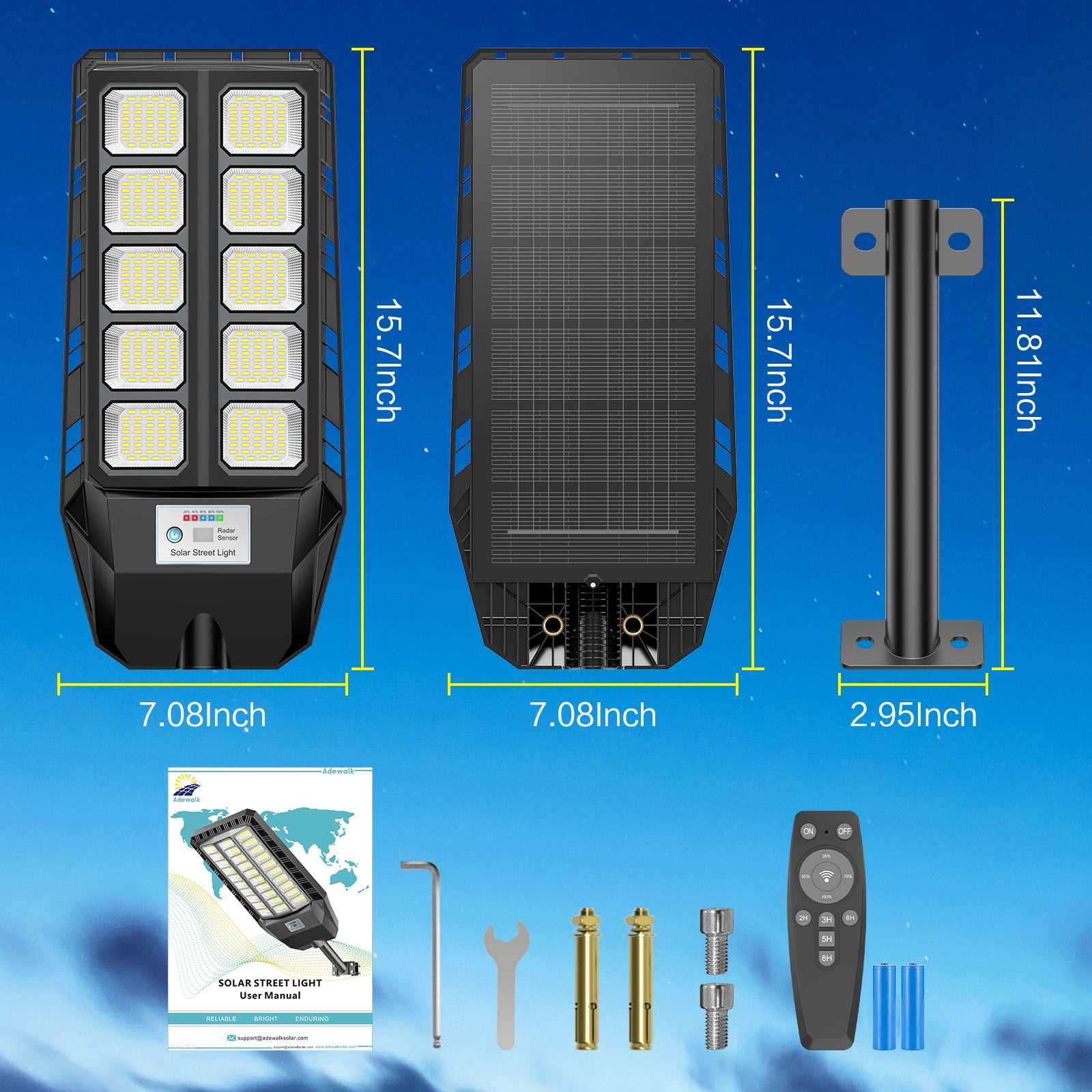 Solar Lights Outdoor Waterproof, Solar Flood Lights Outdoor, Solar Street Lights Outdoor, 6500K Dusk to Dawn Solar Security Flood Lights Motion Sensor with Remote Control for Parking lot
