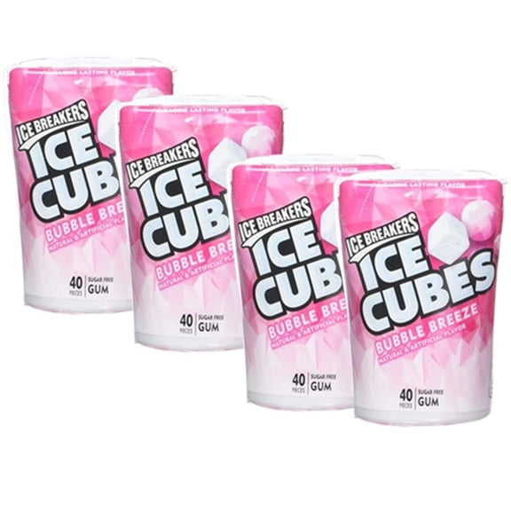 Hersheys Ice Breakers Cubes Sugar-Free Gum, Bubble Breeze, 4 Count Pack of 4