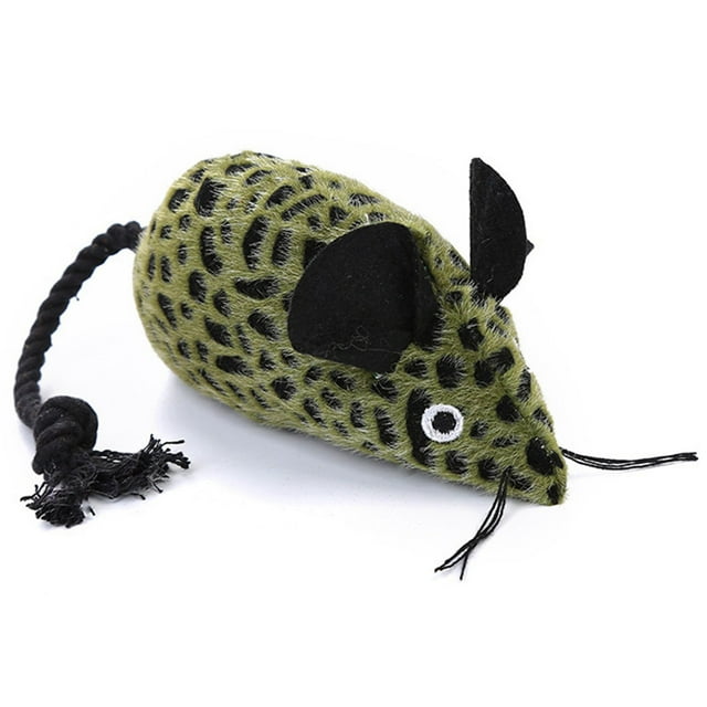 Cat Mouse Toy Plush Leopard Print Interactive Kitten Teething Toy Cat Chew Toy