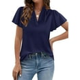thumbnail image 4 of PRETTYGARDEN Women's Summer Blouses Dressy Casual Ruffle Cap Sleeve V Neck Business Work Trendy Cute Tops Spring Outfits, 4 of 10